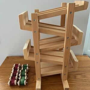 Amish-made Wooden Car Race Track/Flip Cars.